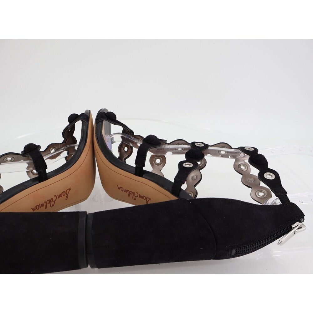 Sam Edelman Sandal Women’s 8.5 Black Suede Yuli Grommet Heel Strappy Back Zipper - Picture 8 of 11